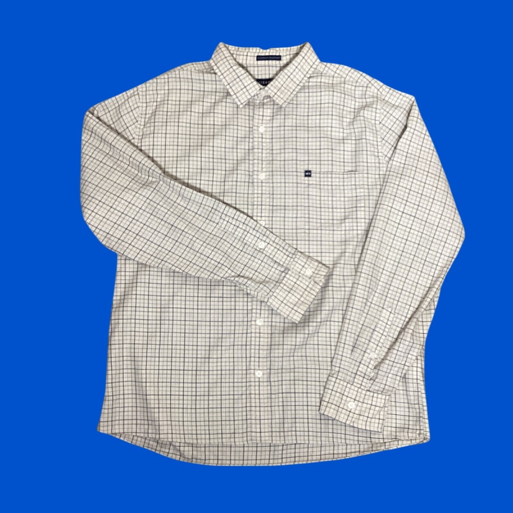 FishHippie Co Rumfront Plaid Shirt Mens XL White Blue Coastal Preppy Hemp